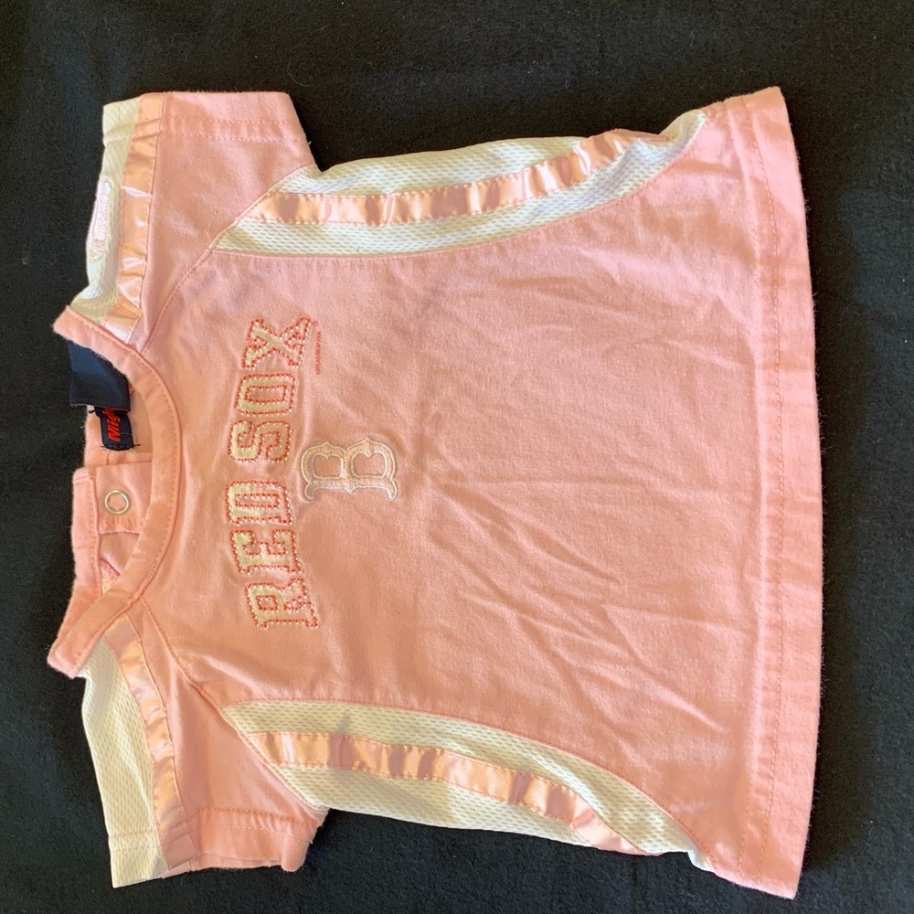 Pink infant Red Sox jersey like top